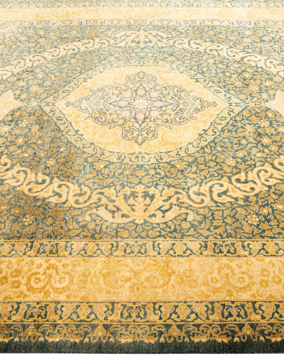 One-of-a-Kind Hand Knotted Oriental Mogul Brown Area Rug In New Condition For Sale In Norwalk, CT