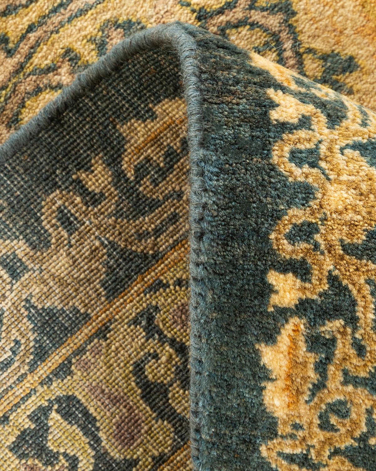 Wool One-of-a-Kind Hand Knotted Oriental Mogul Brown Area Rug For Sale