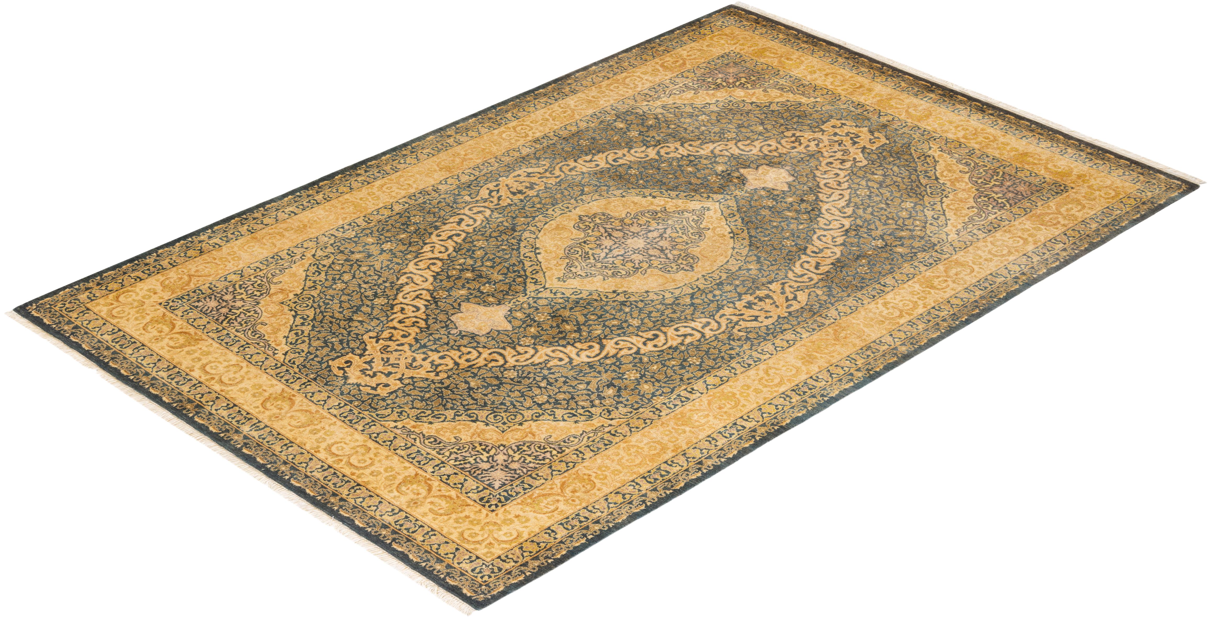 One-of-a-Kind Hand Knotted Oriental Mogul Brown Area Rug For Sale 2