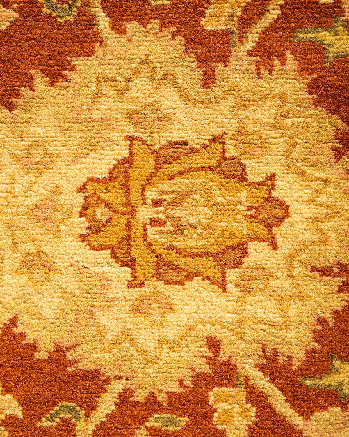 Pakistani One-of-a-kind Hand Knotted Oriental Mogul Brown Area Rug For Sale