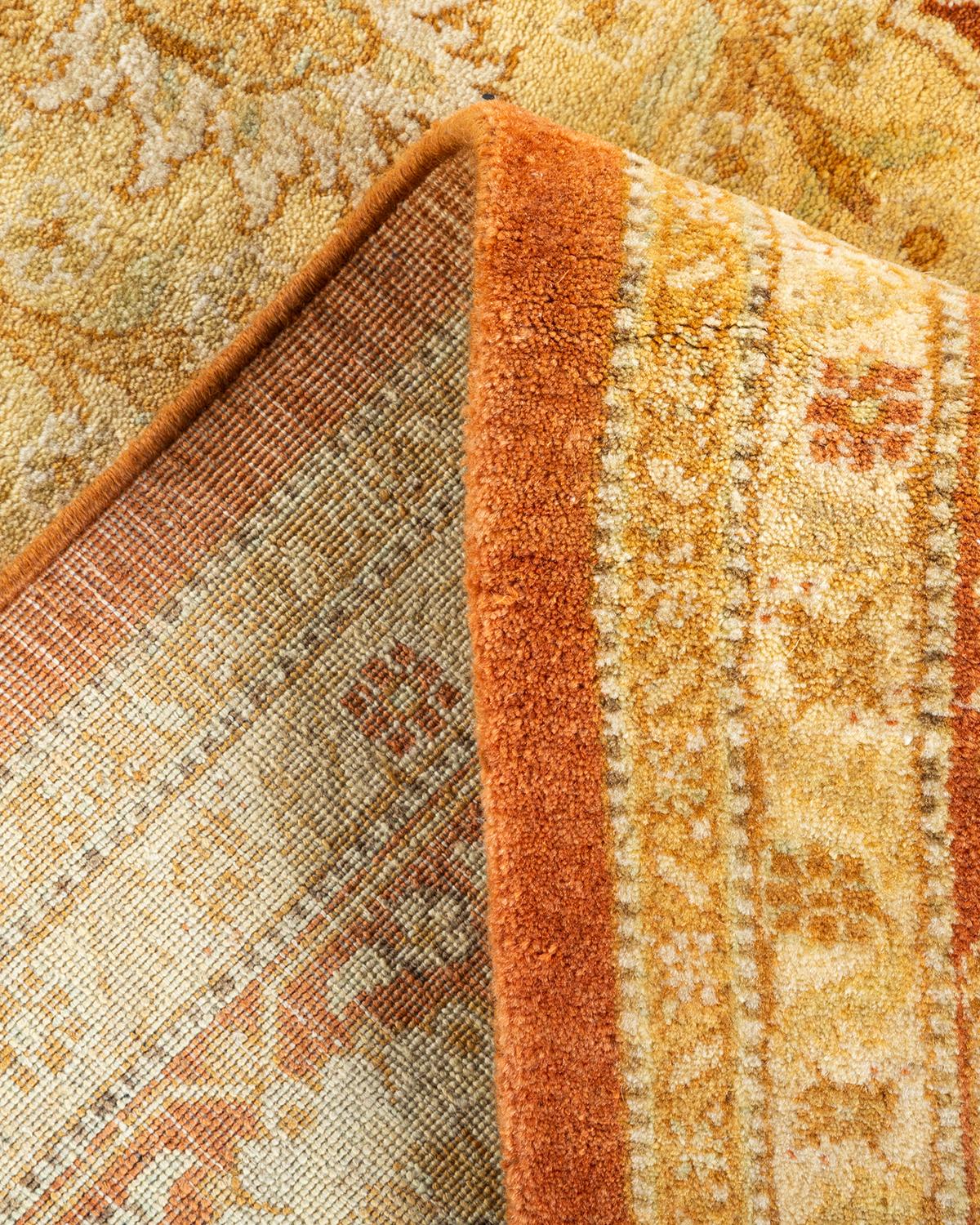 Handgeknüpfter orientalischer Mogul-Teppich in Braun, Unikat (Wolle) im Angebot