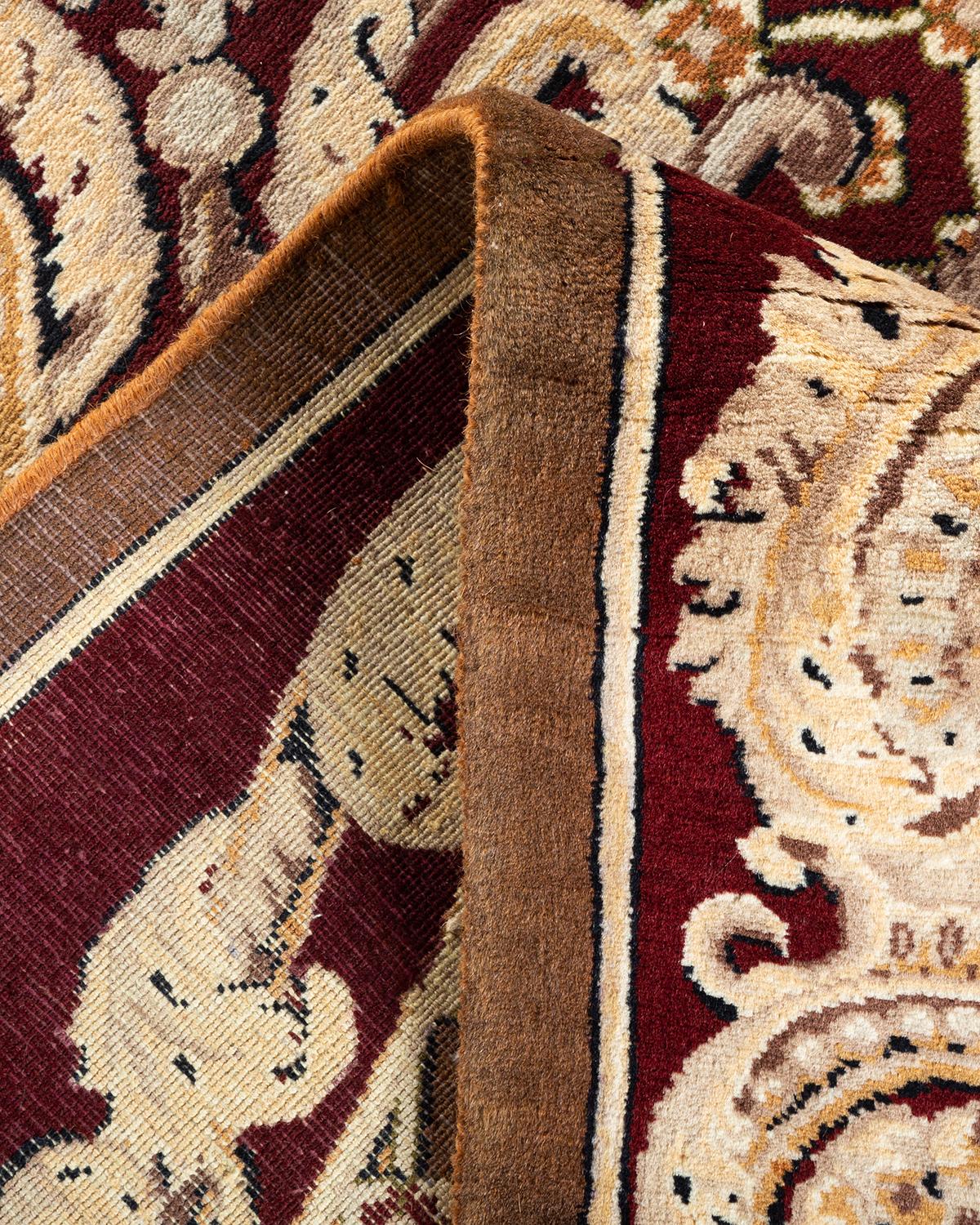 Handgeknüpfter orientalischer Mogul-Teppich in Braun, Unikat (Wolle)