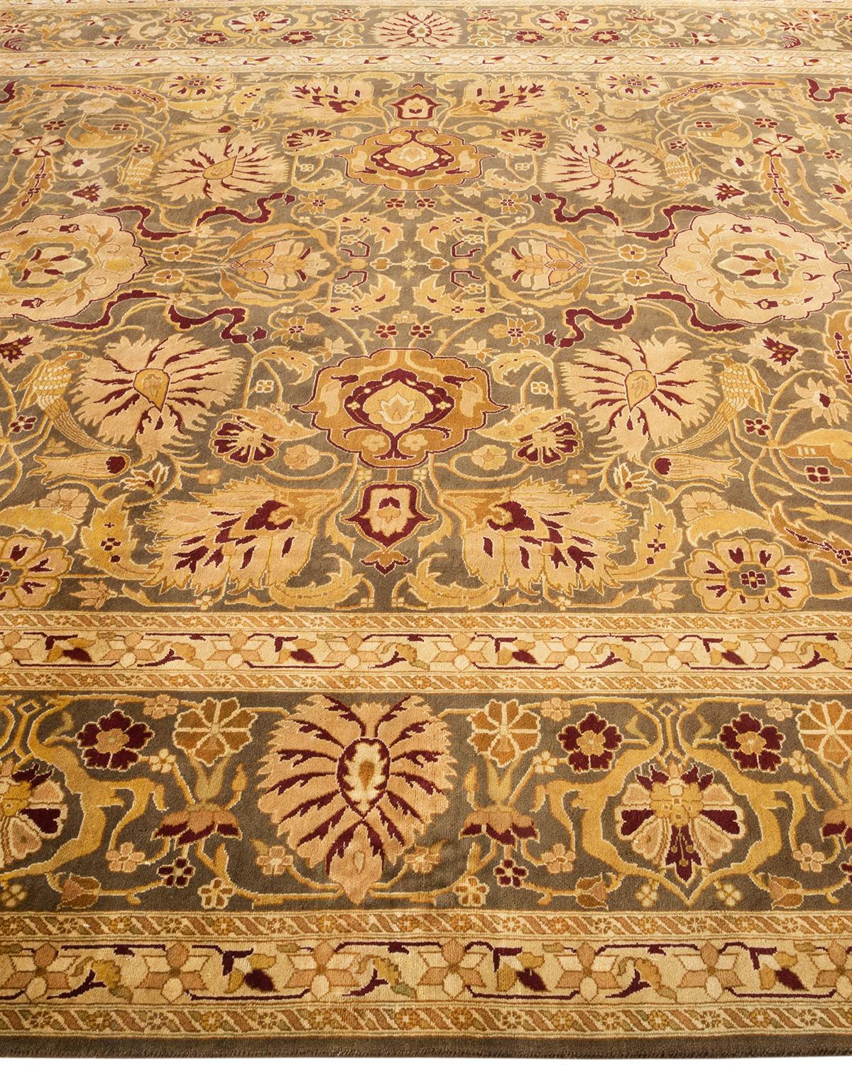 One-Of-A-Kind Hand Knotted Oriental Mogul Brown Area Rug In New Condition For Sale In Norwalk, CT