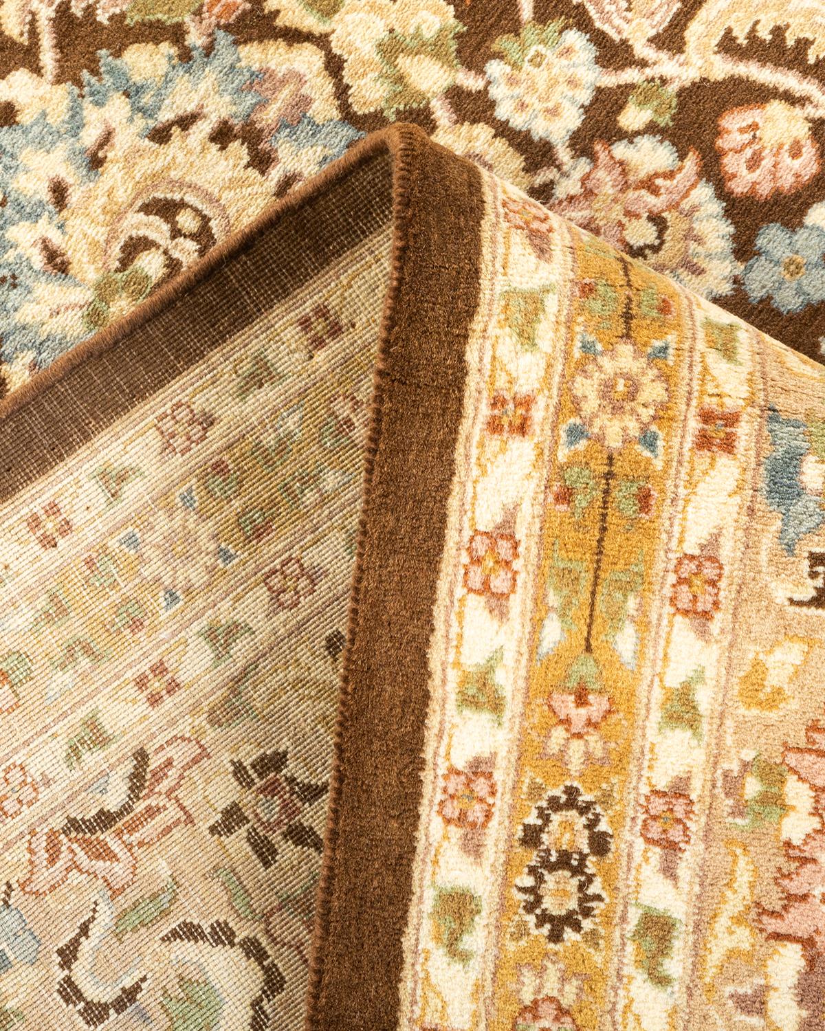 Handgeknüpfter orientalischer Mogul-Teppich in Braun, Unikat (Wolle) im Angebot