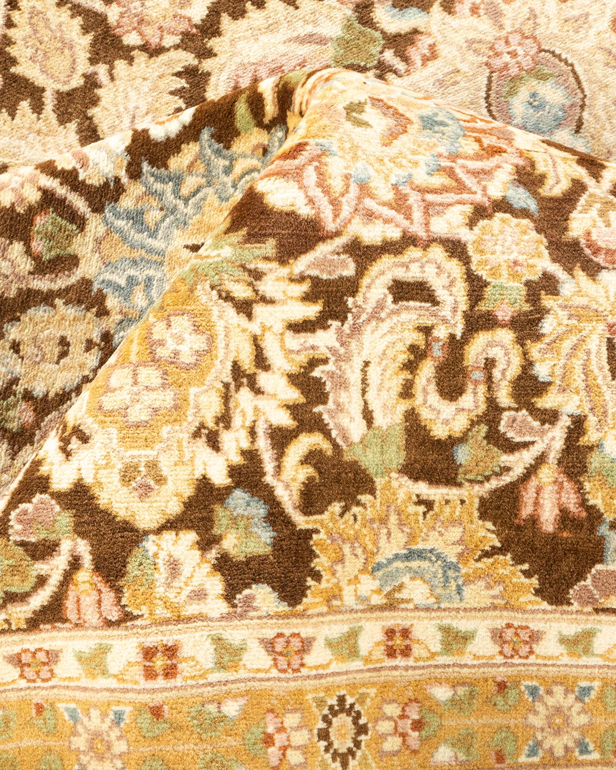 Handgeknüpfter orientalischer Mogul-Teppich in Braun, Unikat im Angebot 1