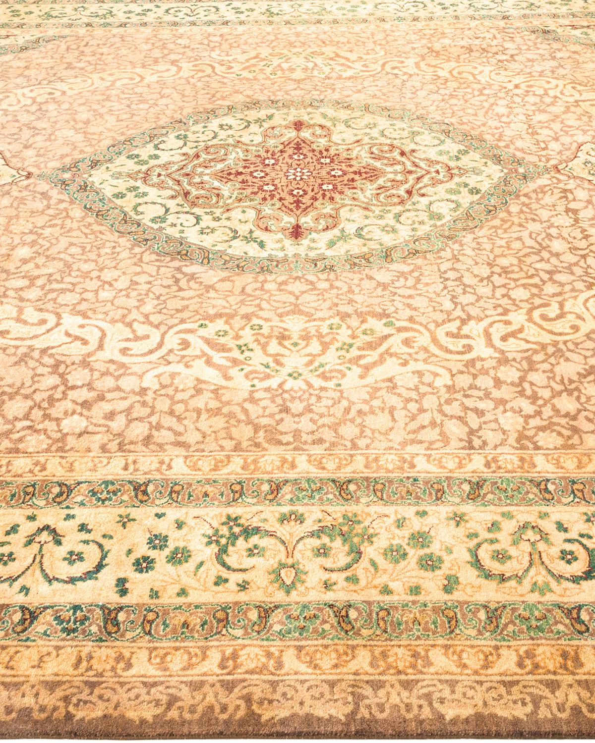 Handgeknüpfter orientalischer Mogul-Teppich in Braun, Unikat im Zustand „Neu“ im Angebot in Norwalk, CT