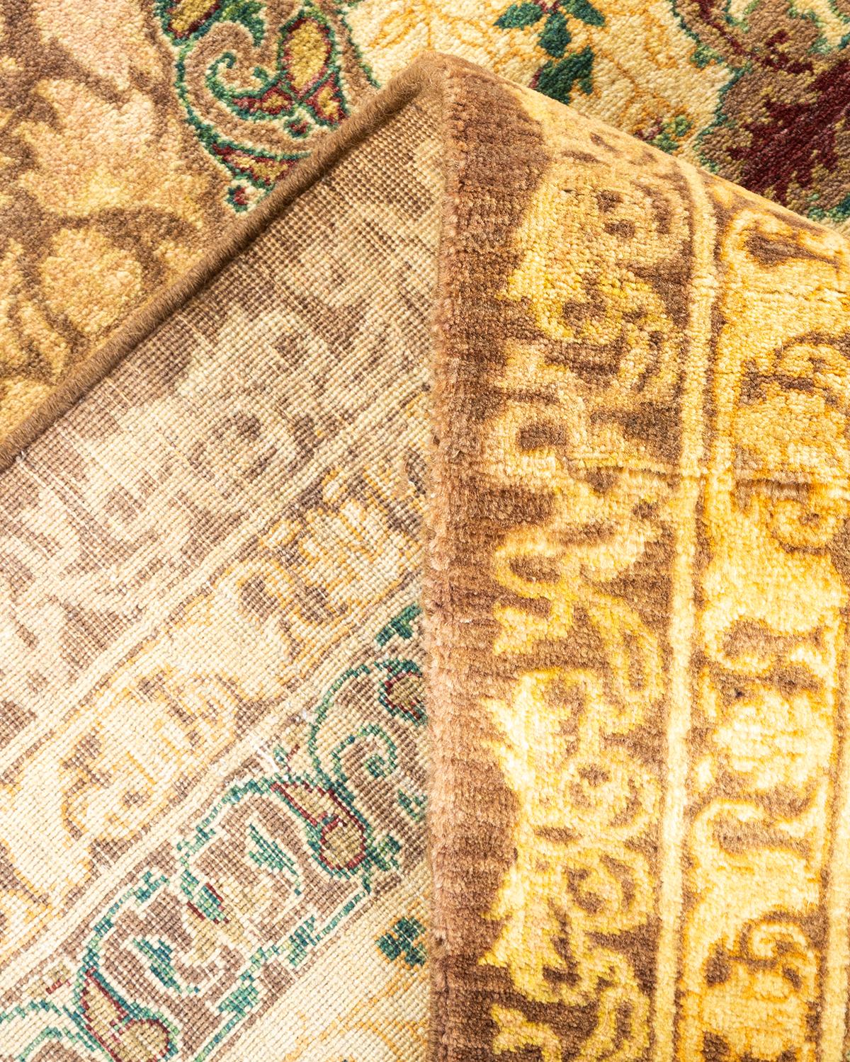 Handgeknüpfter orientalischer Mogul-Teppich in Braun, Unikat (Wolle) im Angebot