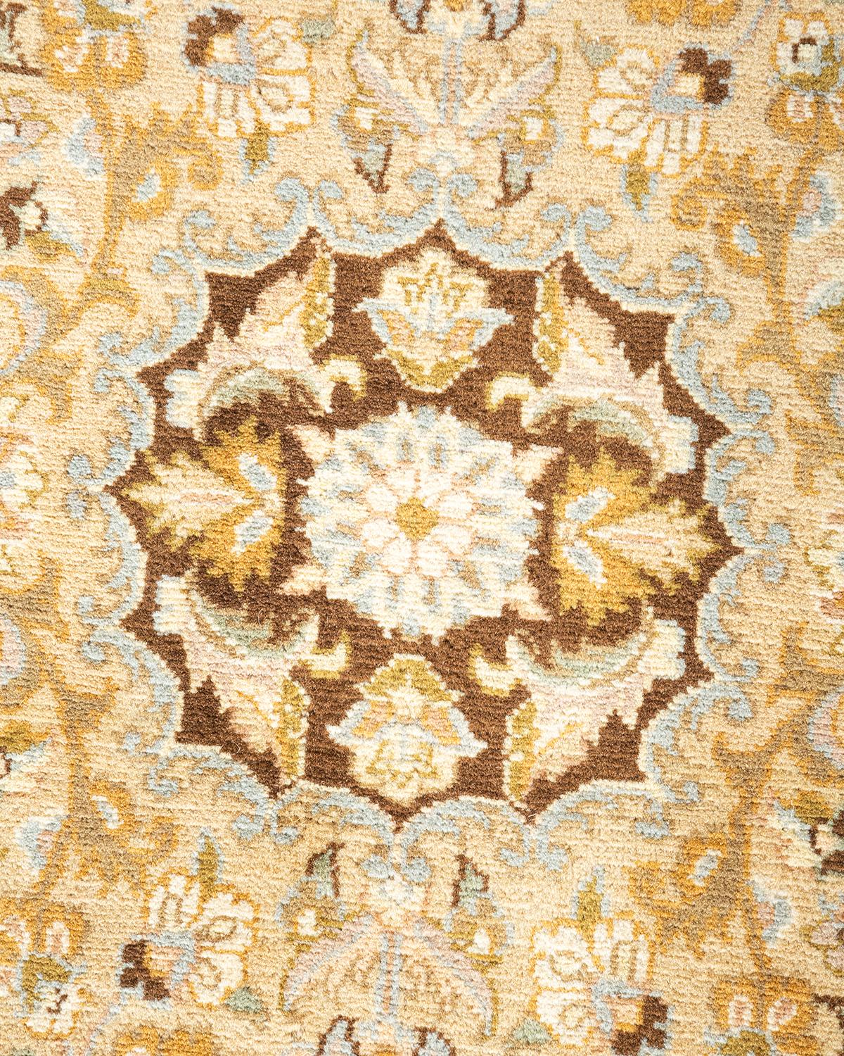 Pakistani One-of-a-kind Hand Knotted Oriental Mogul Brown Area Rug For Sale