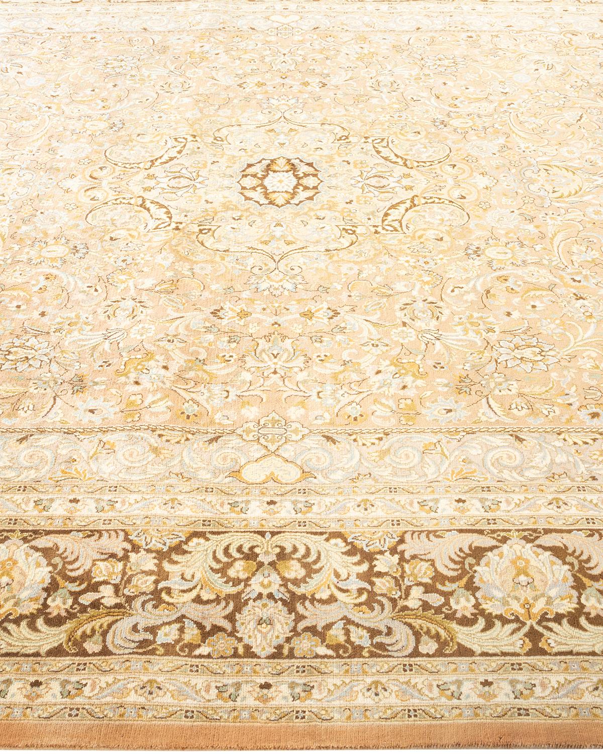 One-of-a-kind Hand Knotted Oriental Mogul Brown Area Rug In New Condition For Sale In Norwalk, CT