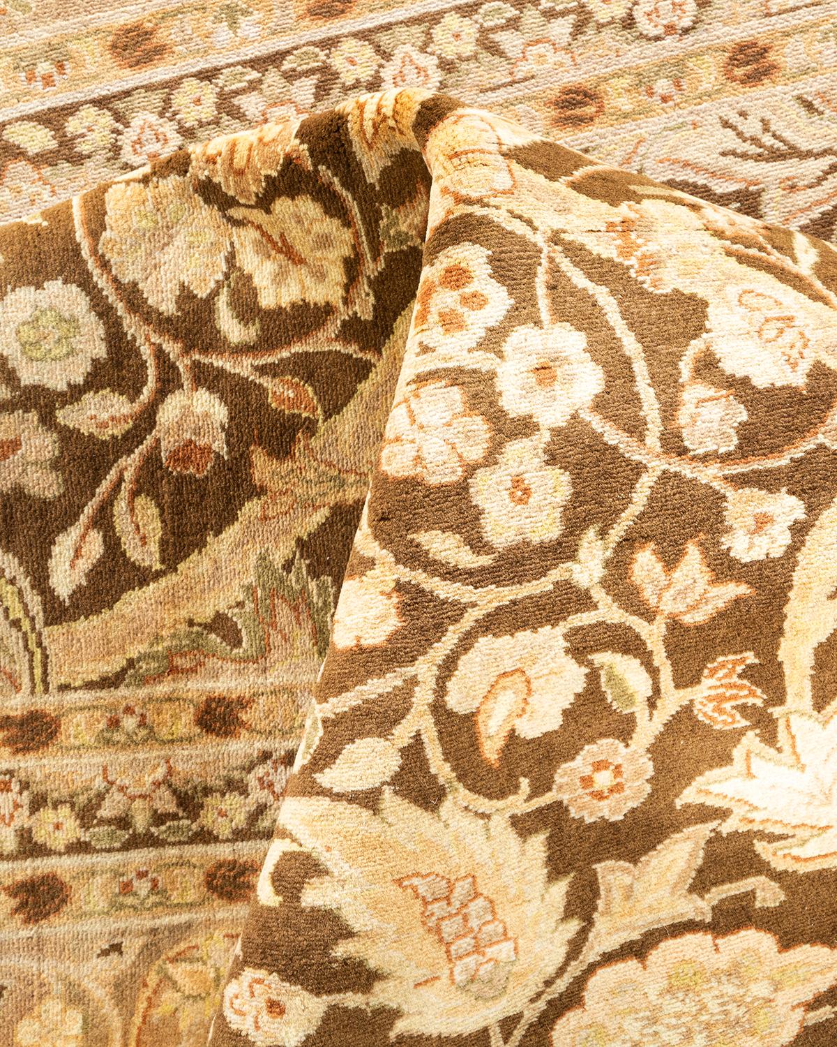 Handgeknüpfter orientalischer Mogul-Teppich in Braun, Unikat 1