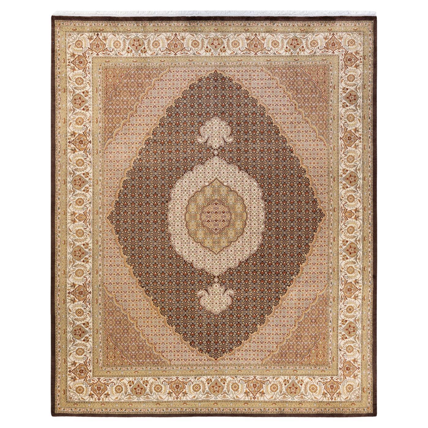One-of-a-Kind Hand Knotted Oriental Mogul Brown Area Rug For Sale