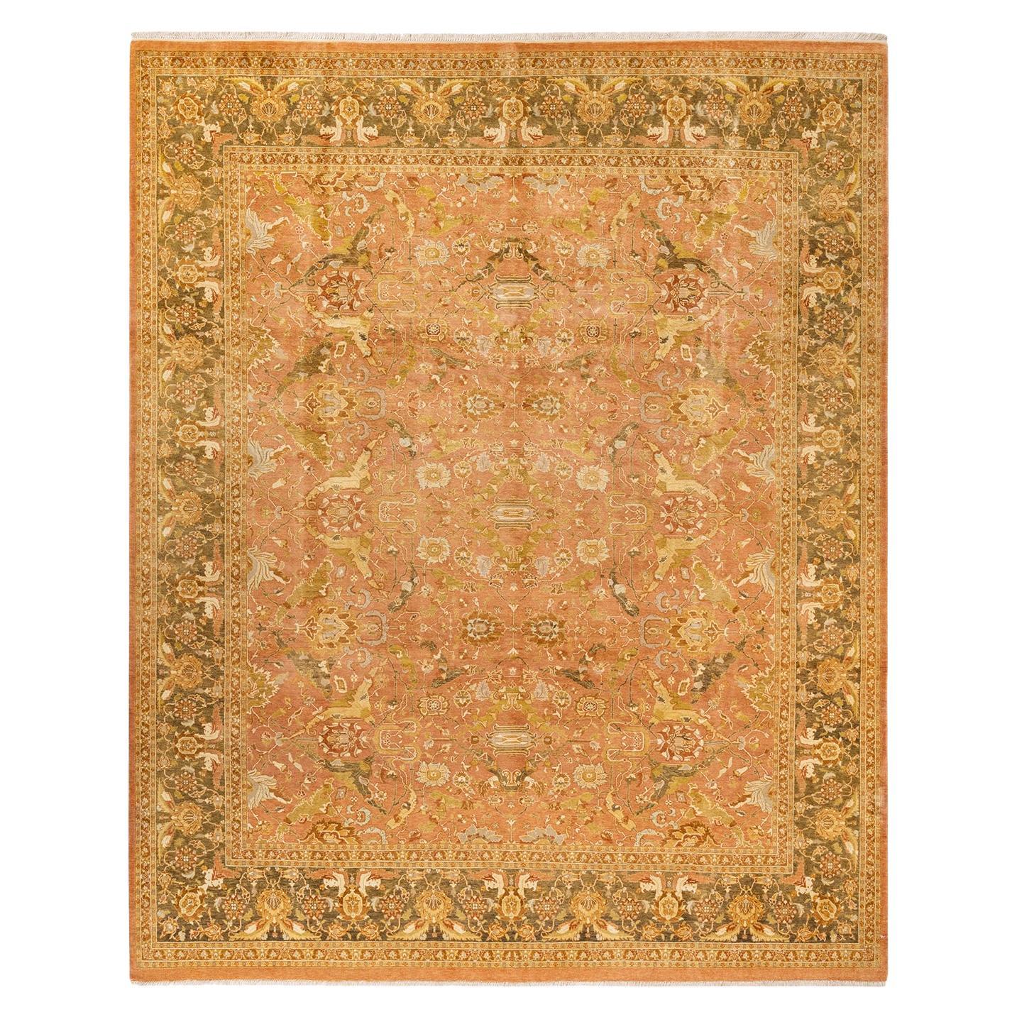 One-of-a-kind Hand Knotted Oriental Mogul Brown Area Rug 8' 2" x 10' 3" For Sale