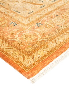 Handgeknüpfter orientalischer Mogul-Teppich in Braun, Unikat