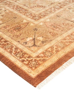 Handgeknüpfter orientalischer Mogul-Teppich in Braun, Unikat