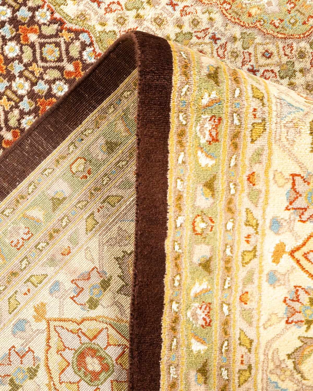Handgeknüpfter orientalischer Mogul-Teppich in Braun, Unikat (Wolle) im Angebot