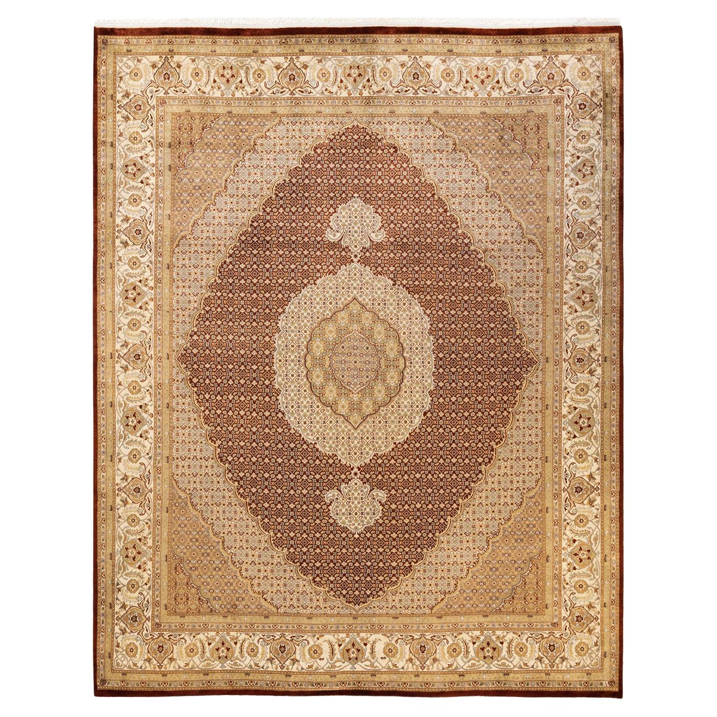 One-Of-A-Kind Hand Knotted Oriental Mogul Brown Area Rug 8' 3" x 10' 5" For Sale