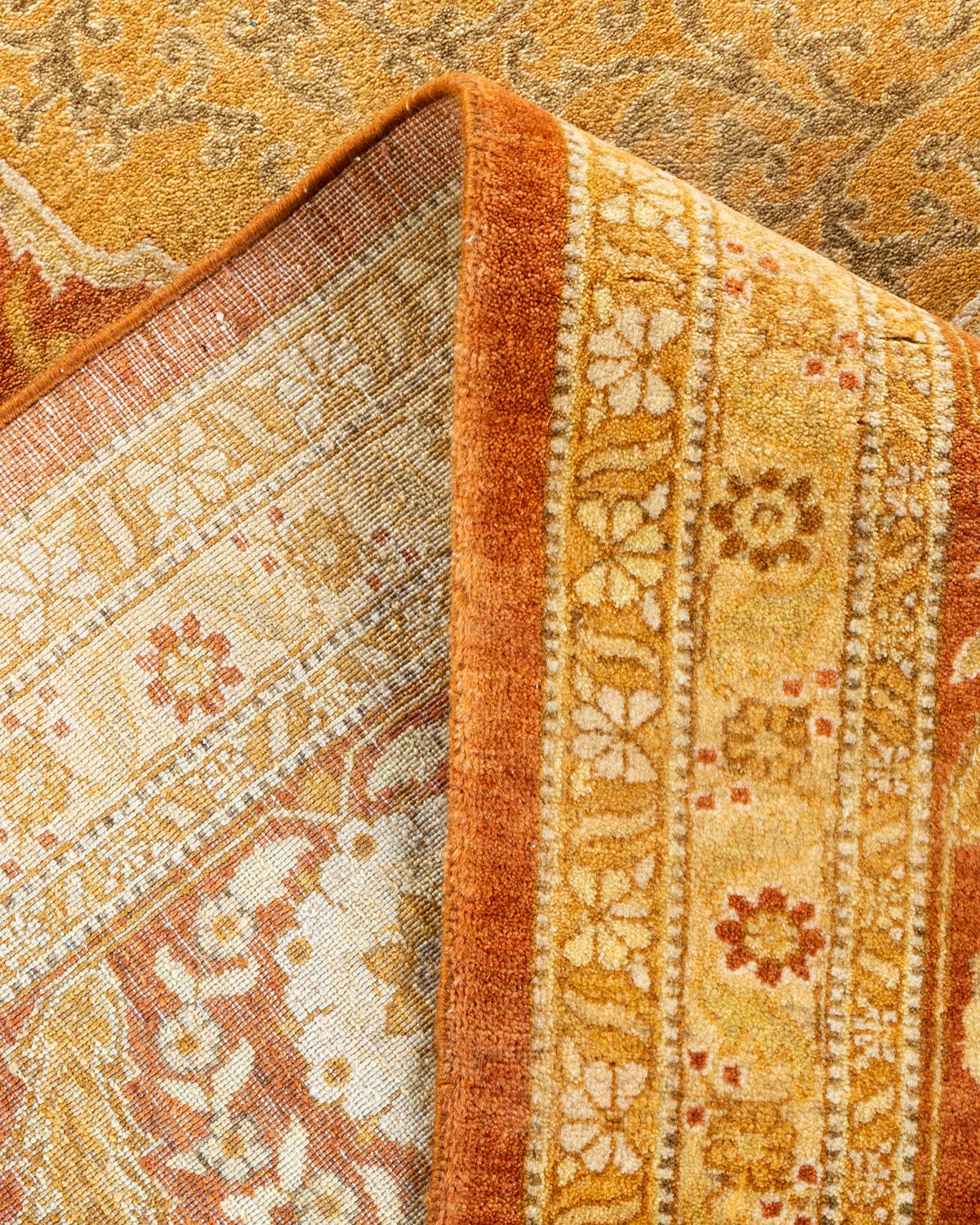 Handgeknüpfter orientalischer Mogul-Teppich in Braun, Unikat (Wolle) im Angebot