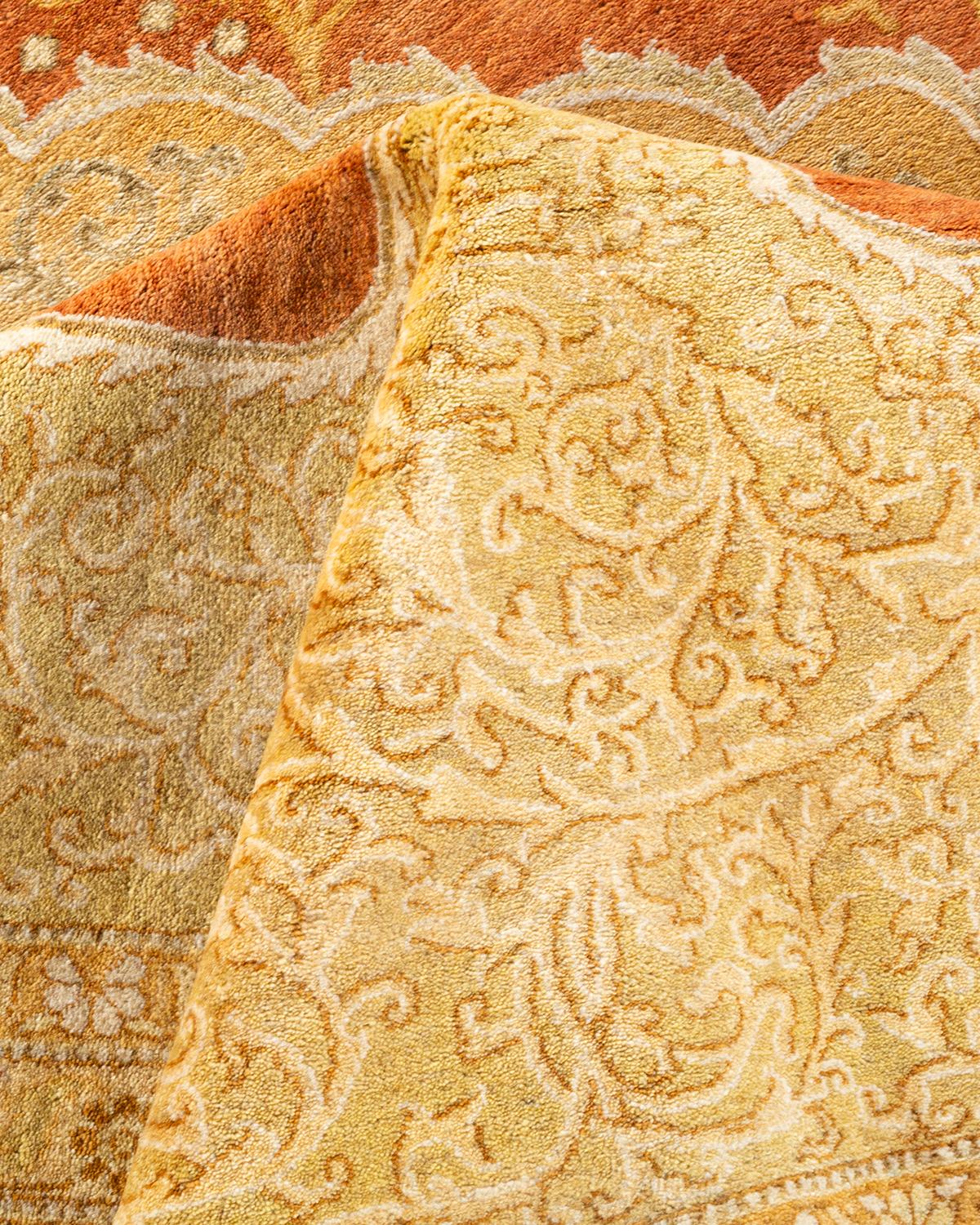 Handgeknüpfter orientalischer Mogul-Teppich in Braun, Unikat im Angebot 1