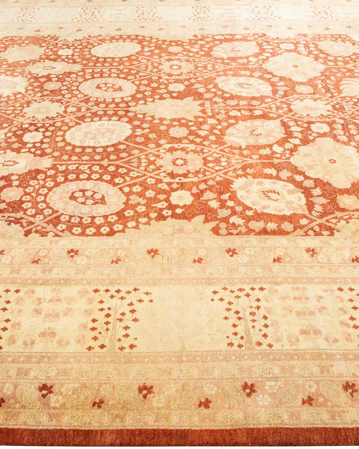 Handgeknüpfter orientalischer Mogul-Teppich in Braun, Unikat im Zustand „Neu“ im Angebot in Norwalk, CT