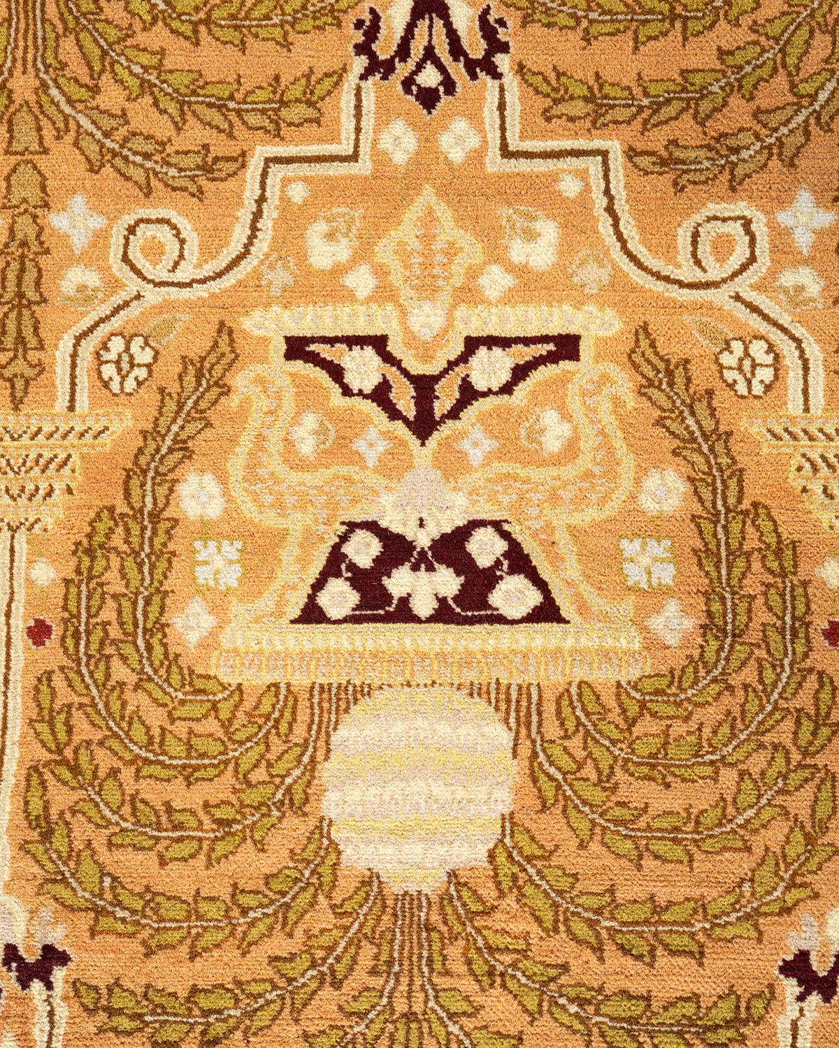 Pakistanais Tapis Oriental Mogul marron noué à la main - Exemplaire unique en vente
