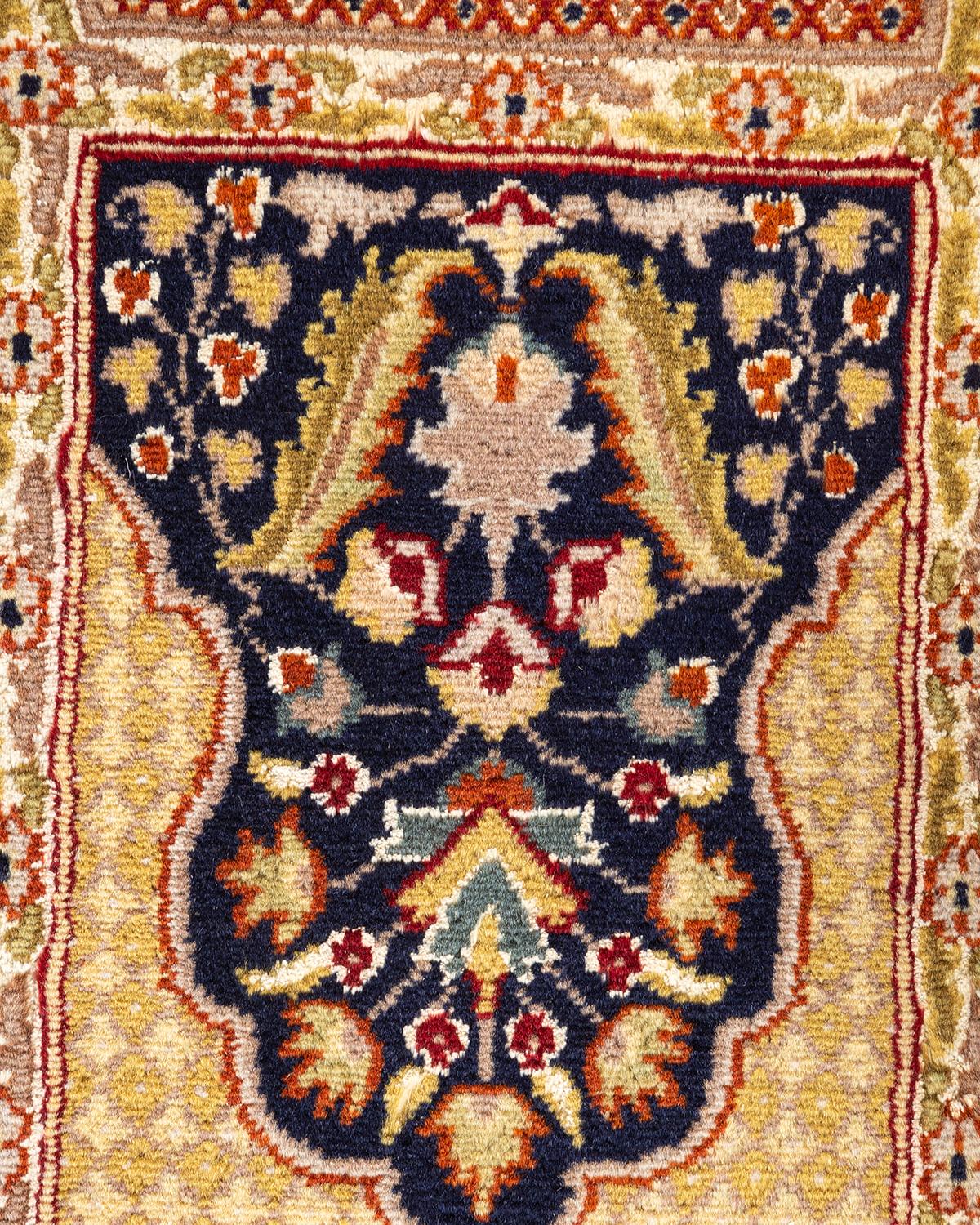 Pakistani One-of-a-Kind Hand Knotted Oriental Mogul Brown Area Rug For Sale