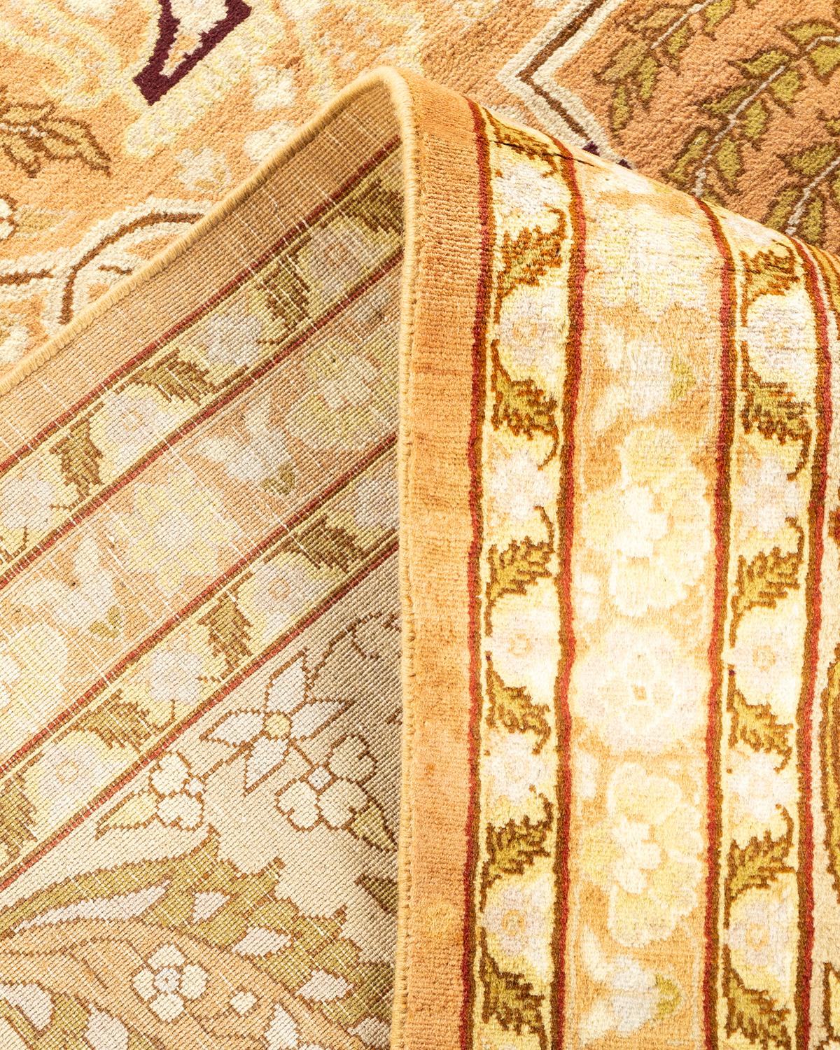 Laine Tapis Oriental Mogul marron noué à la main - Exemplaire unique en vente