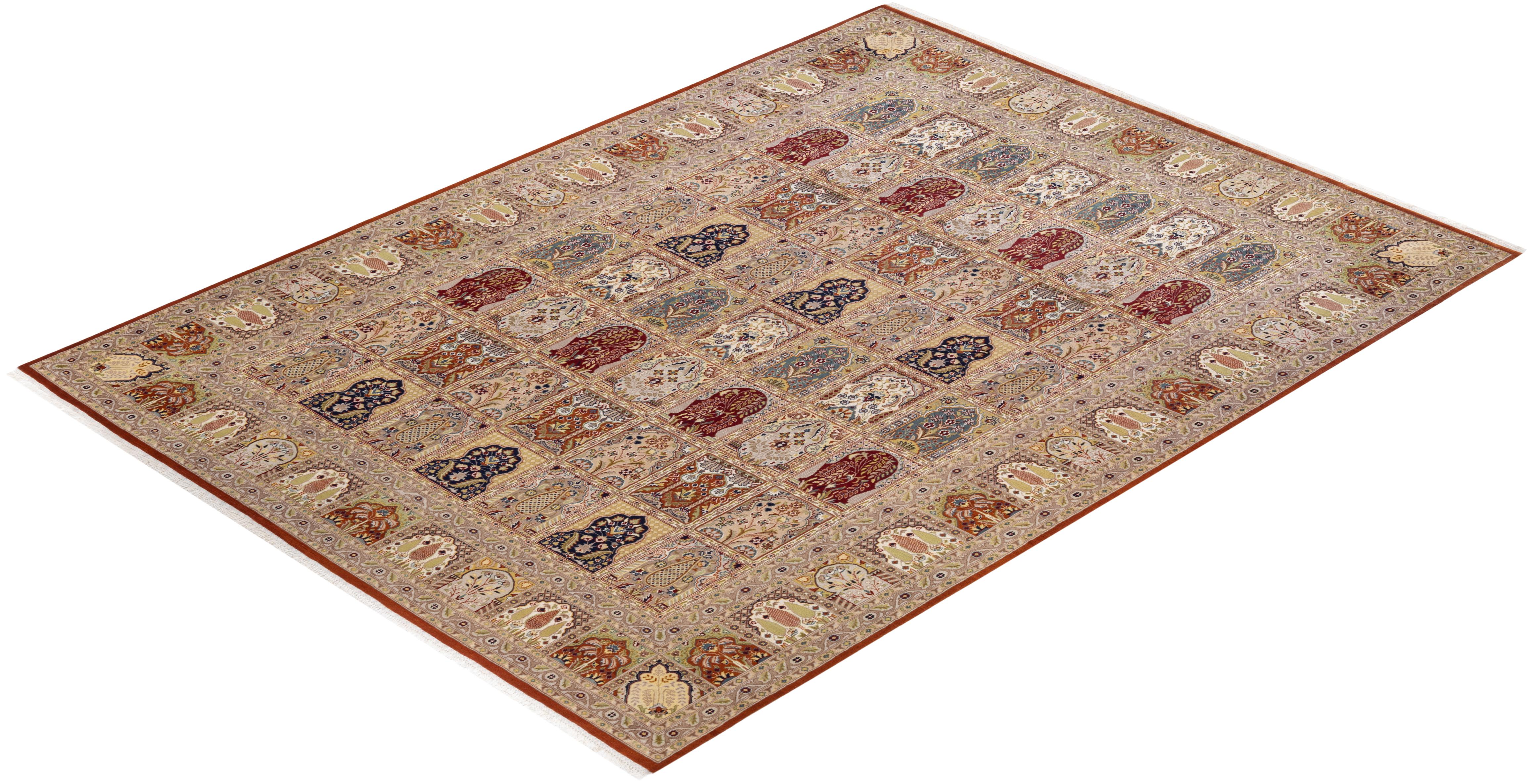 One-of-a-Kind Hand Knotted Oriental Mogul Brown Area Rug For Sale 2
