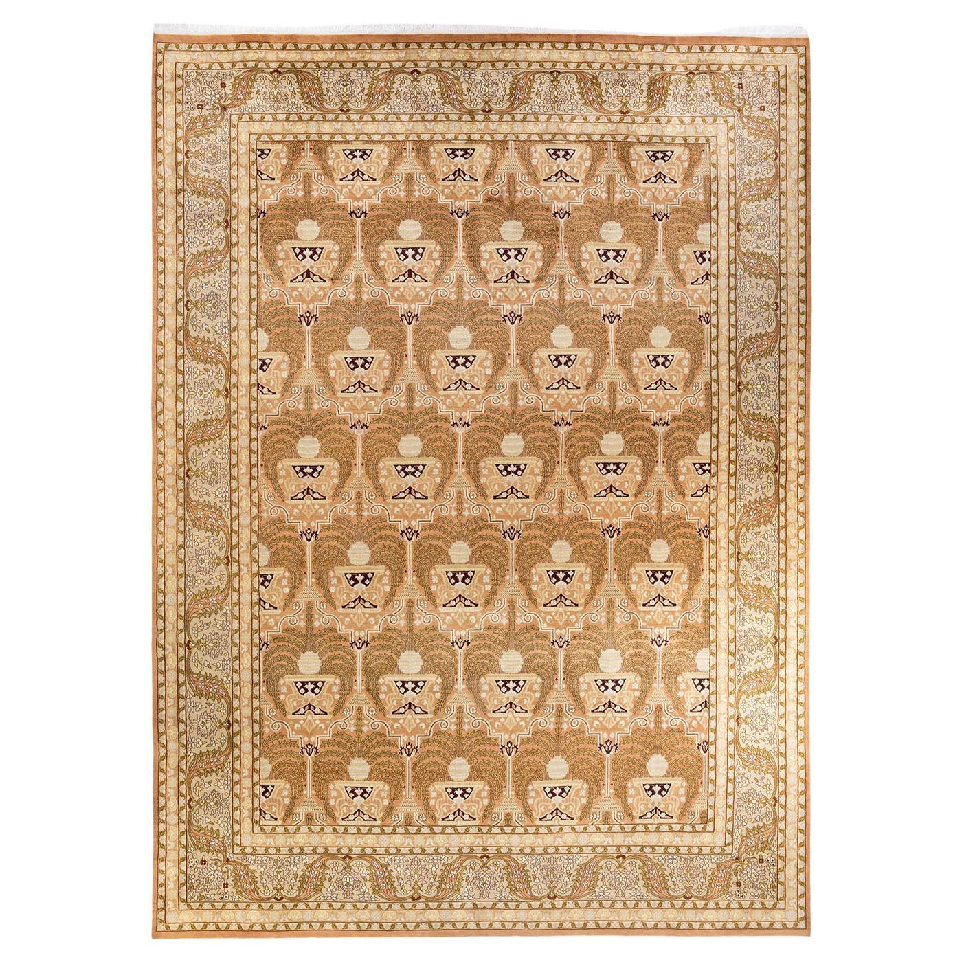 Tapis Oriental Mogul marron noué à la main - Exemplaire unique