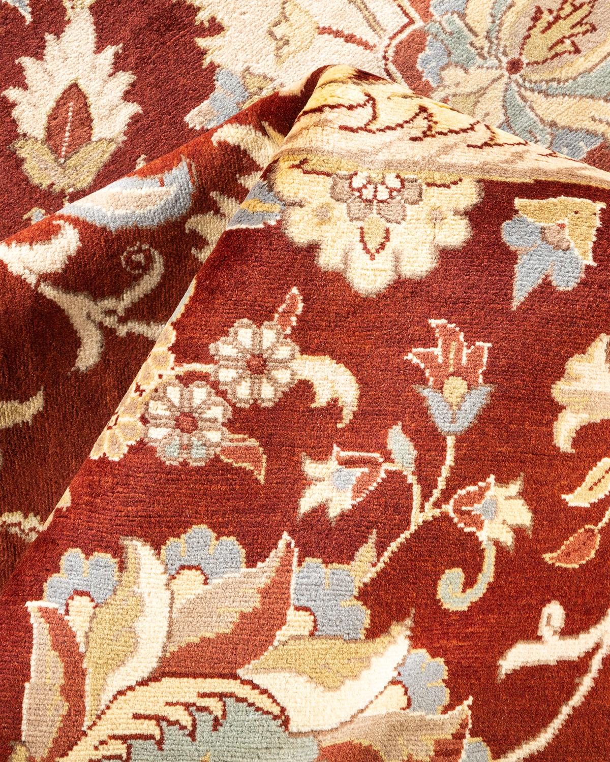 Handgeknüpfter orientalischer Mogul-Teppich in Braun, Unikat im Angebot 1