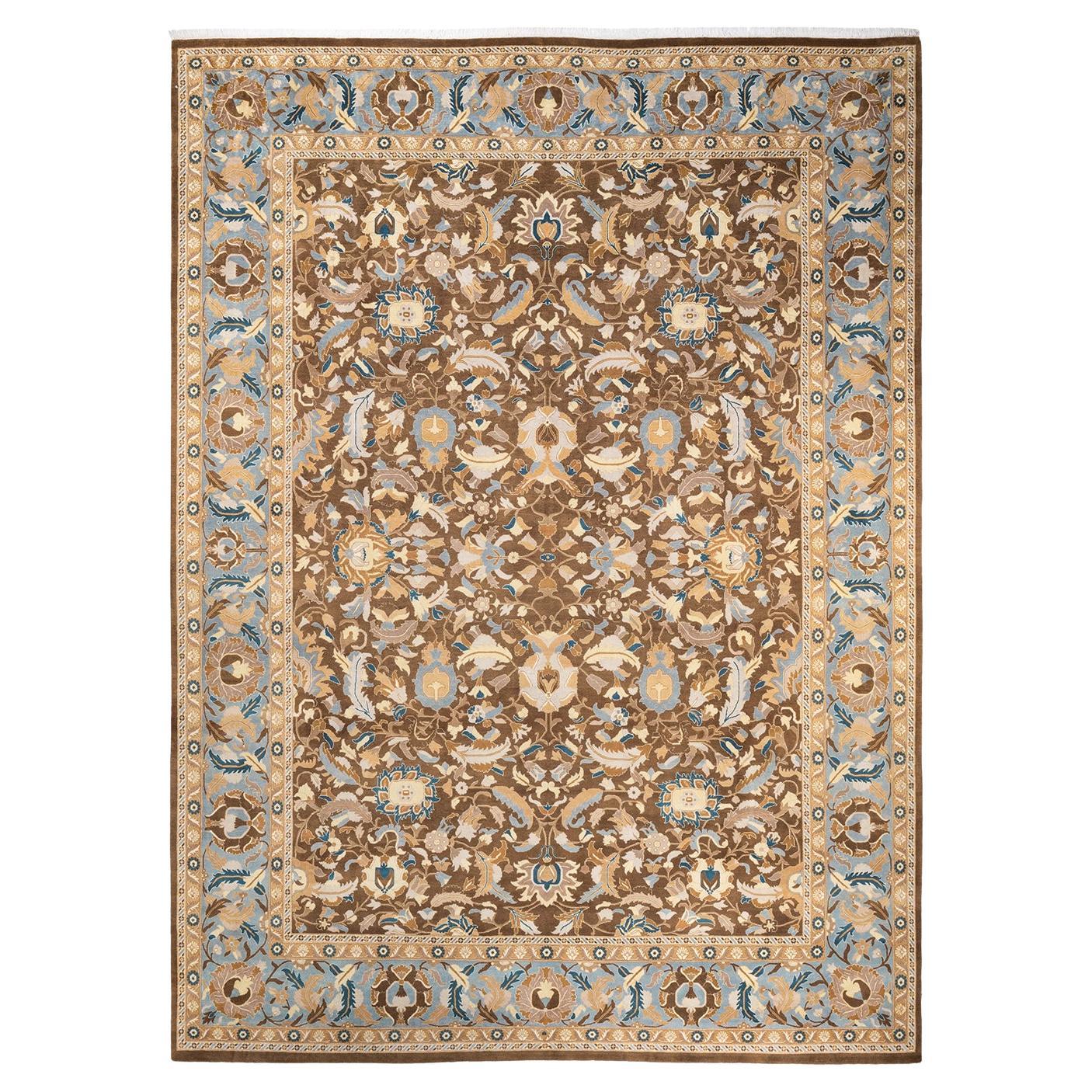 One-of-a-kind Hand Knotted Oriental Mogul Brown Area Rug For Sale
