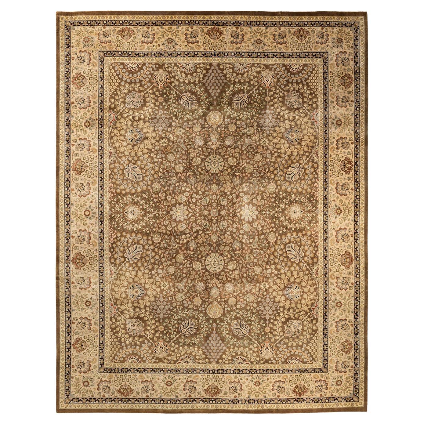 One-of-a-kind Hand Knotted Oriental Mogul Brown Area Rug For Sale