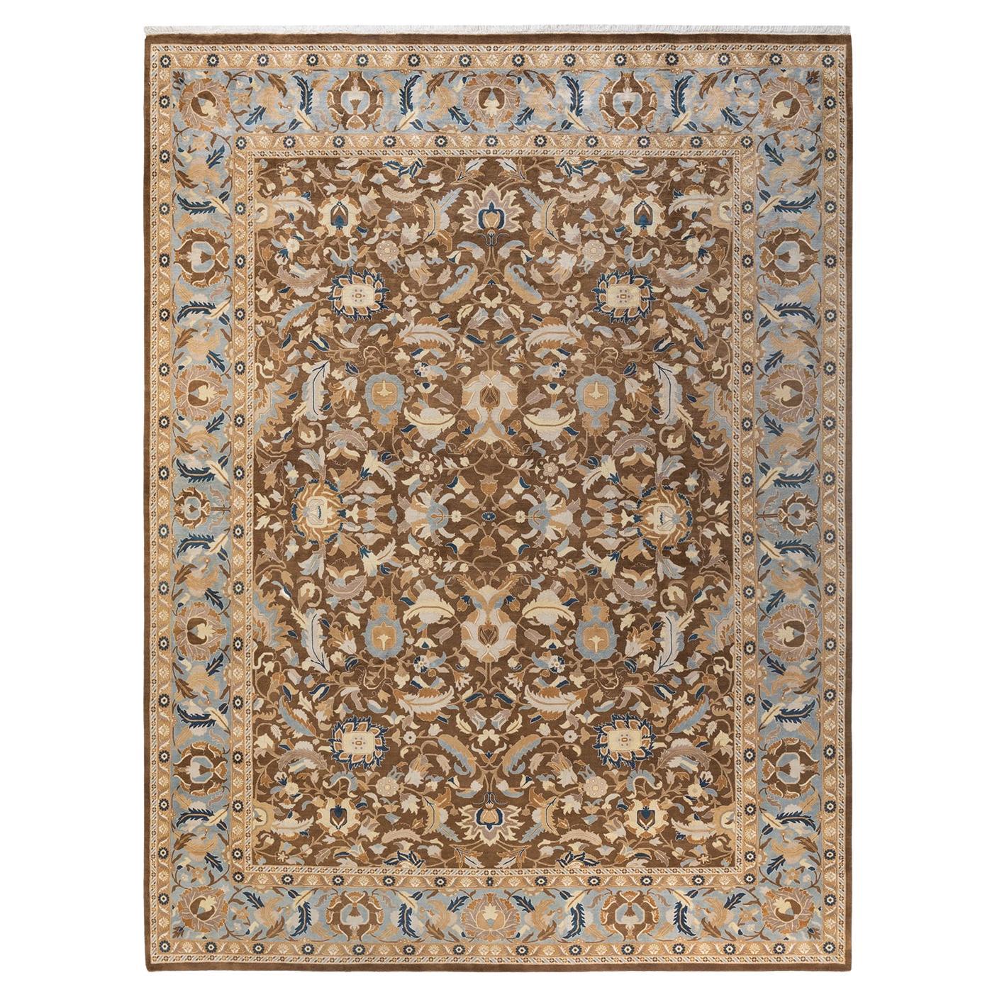 One-of-a-Kind Hand Knotted Oriental Mogul Brown Area Rug For Sale
