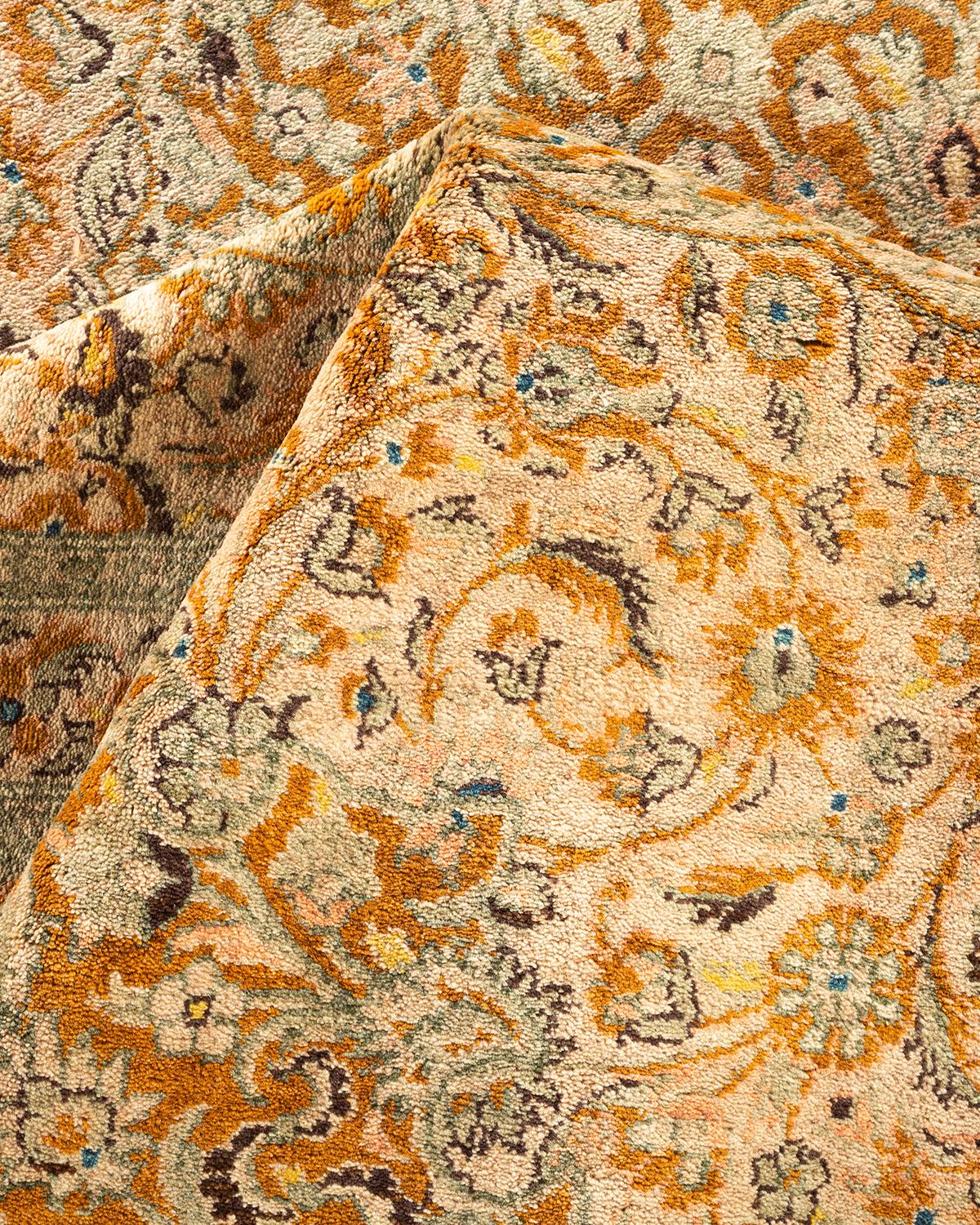 Handgeknüpfter orientalischer Mogul-Teppich in Braun, Unikat im Angebot 1