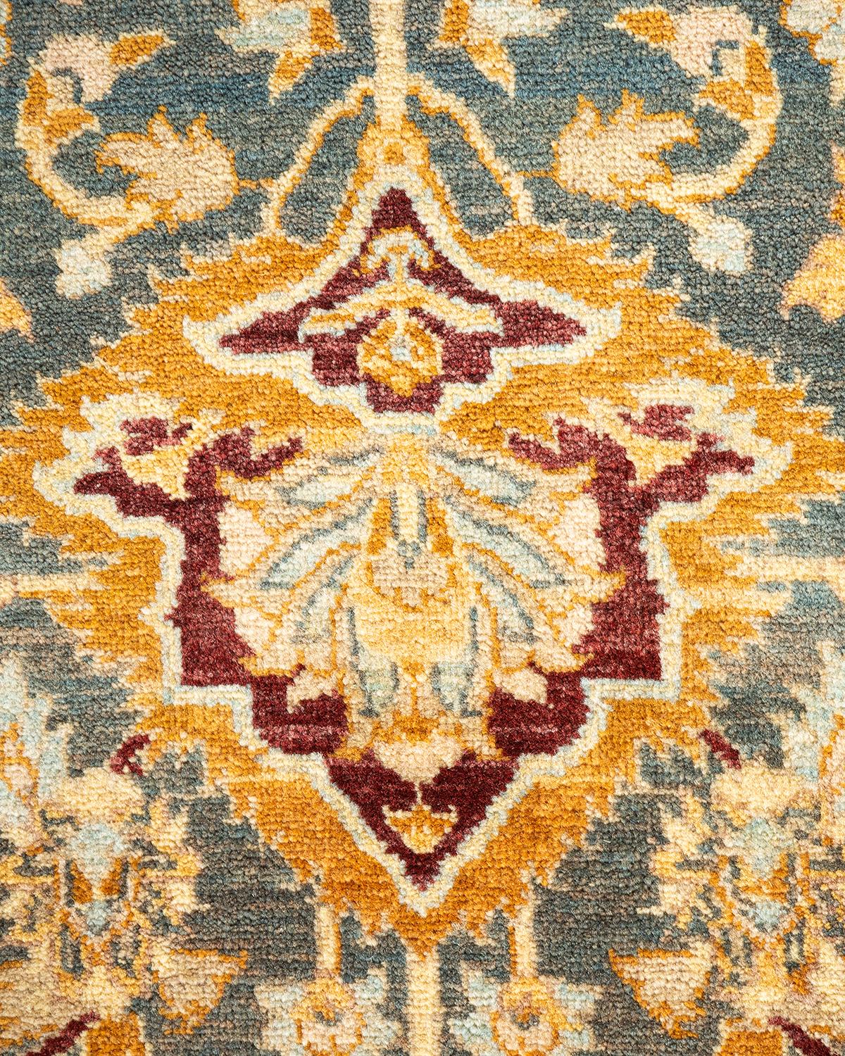 Pakistanais Tapis unique Oriental Mogul gris noué à la main, unique en son genre en vente
