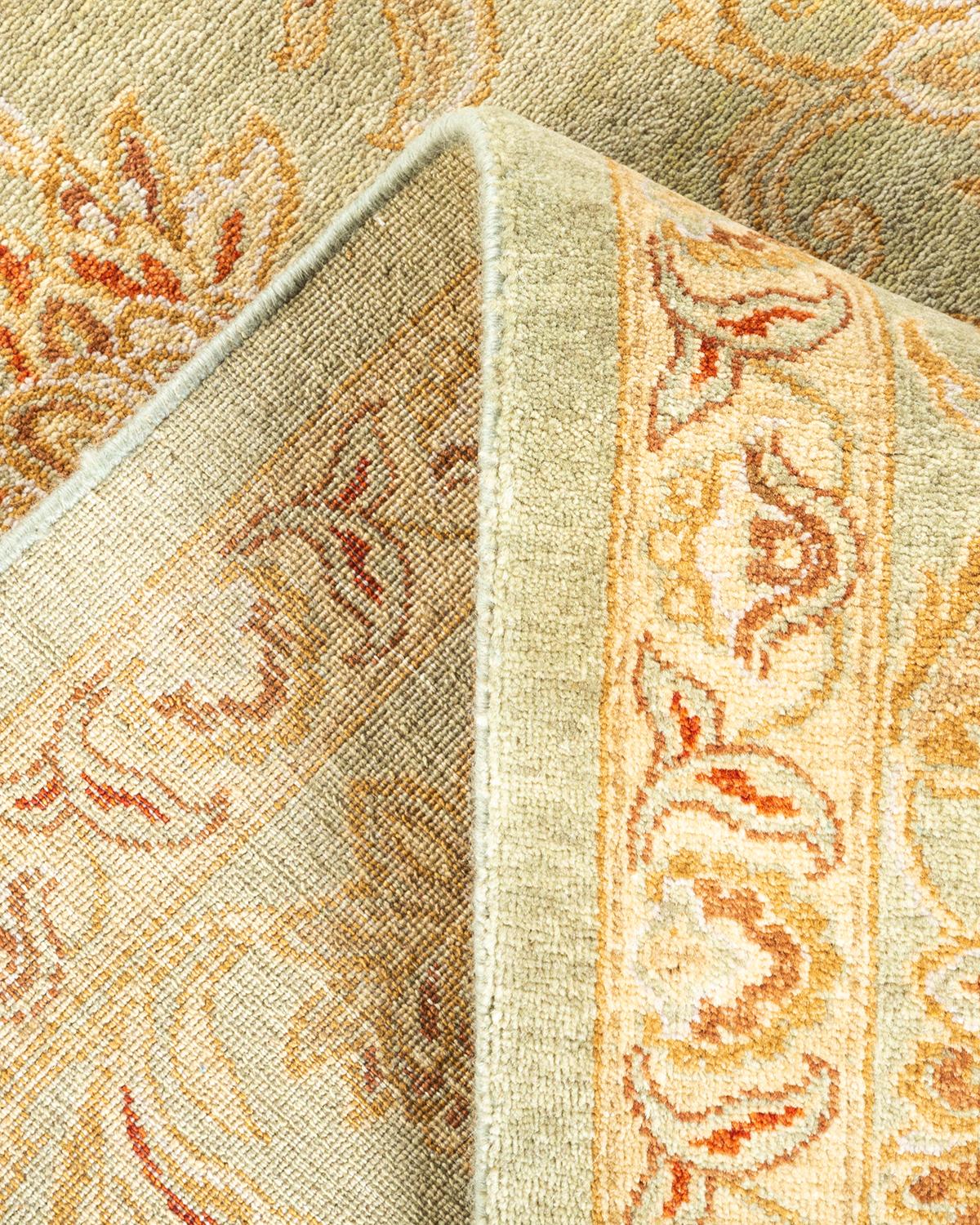 Handgeknüpfter orientalischer Mogul-Grauer Teppich, Unikat (Wolle) im Angebot