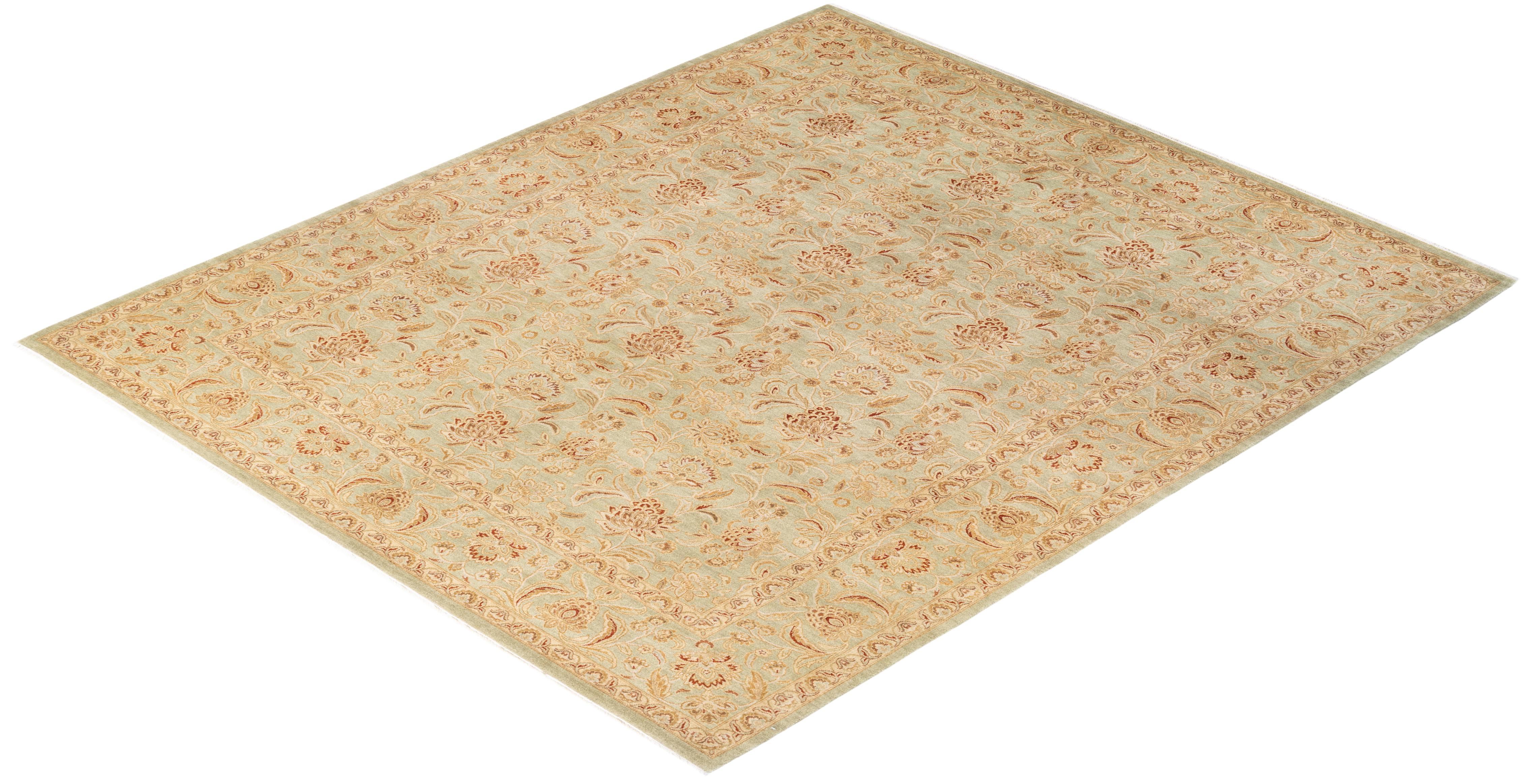 Handgeknüpfter orientalischer Mogul-Grauer Teppich, Unikat im Angebot 2