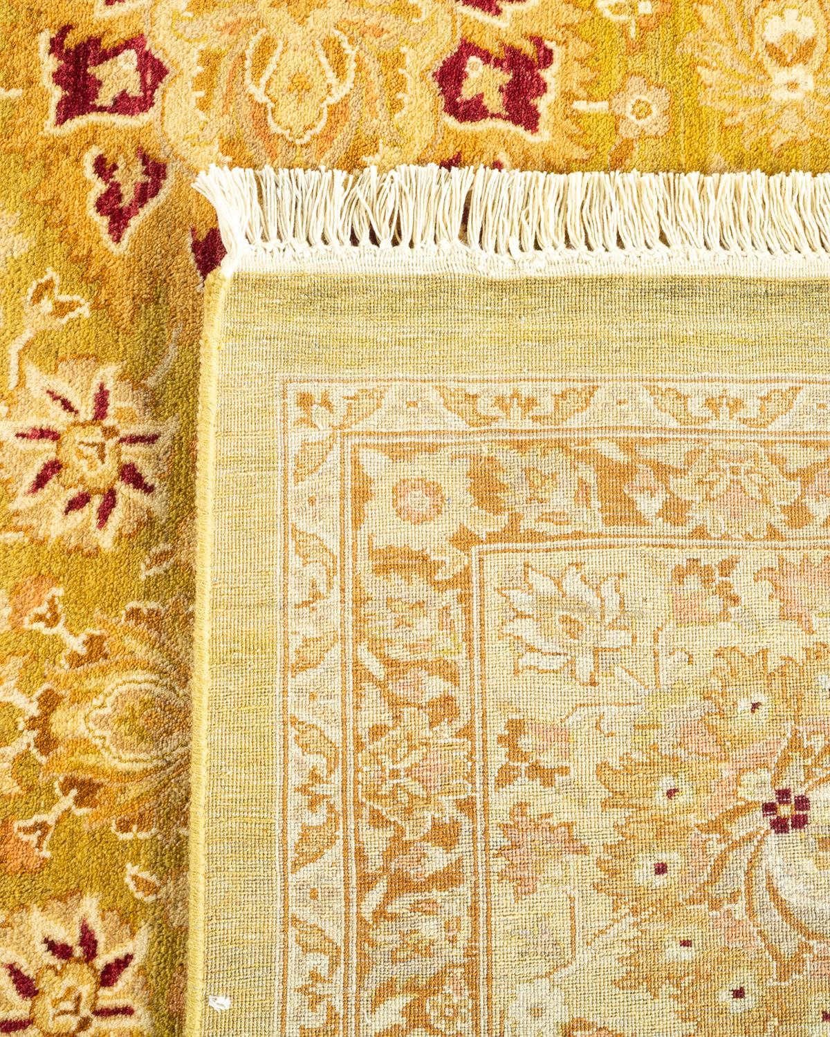 XXIe siècle et contemporain Tapis Oriental Mogul vert noué à la main, unique en son genre en vente