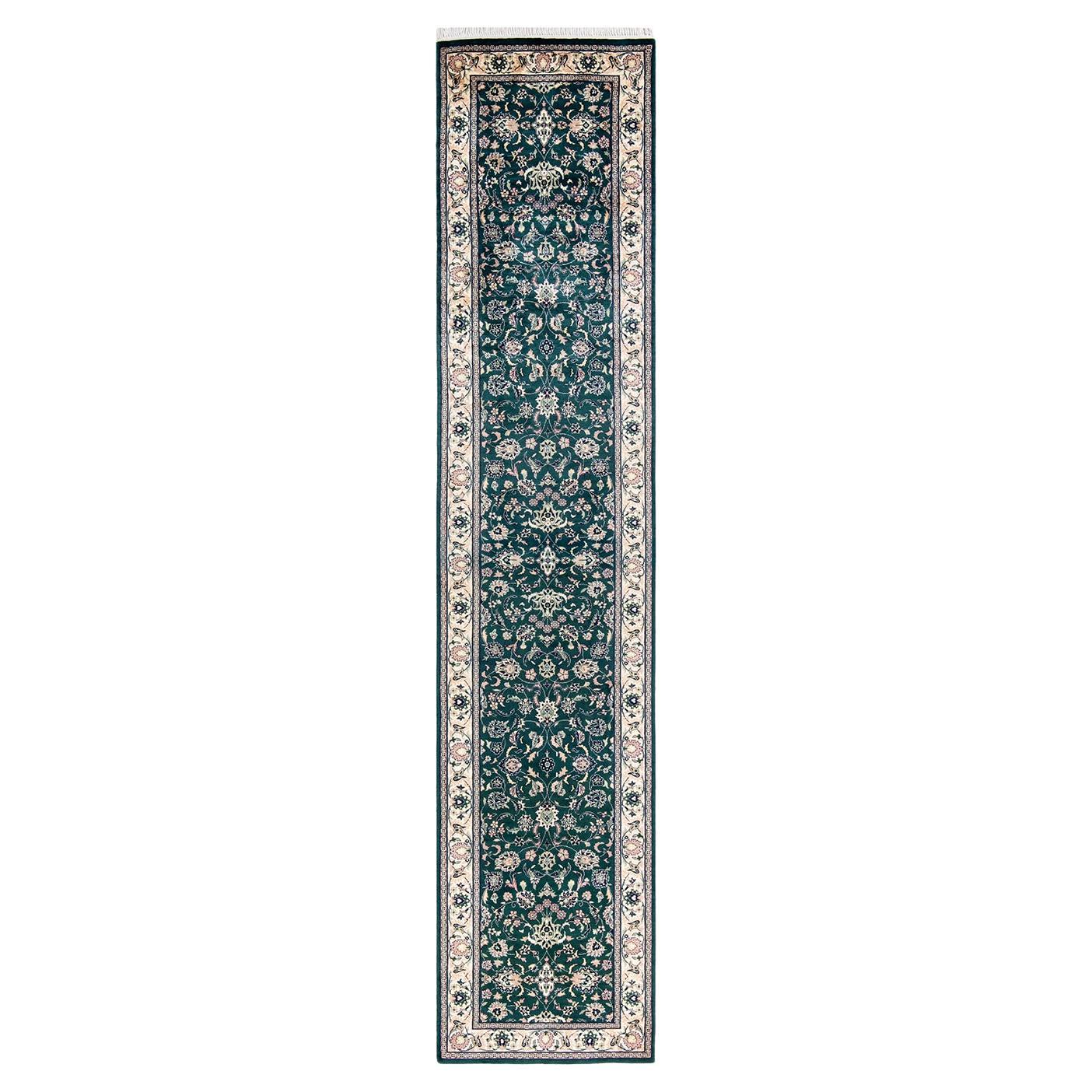 One-of-a-kind Hand Knotted Oriental Mogul Green Area Rug For Sale