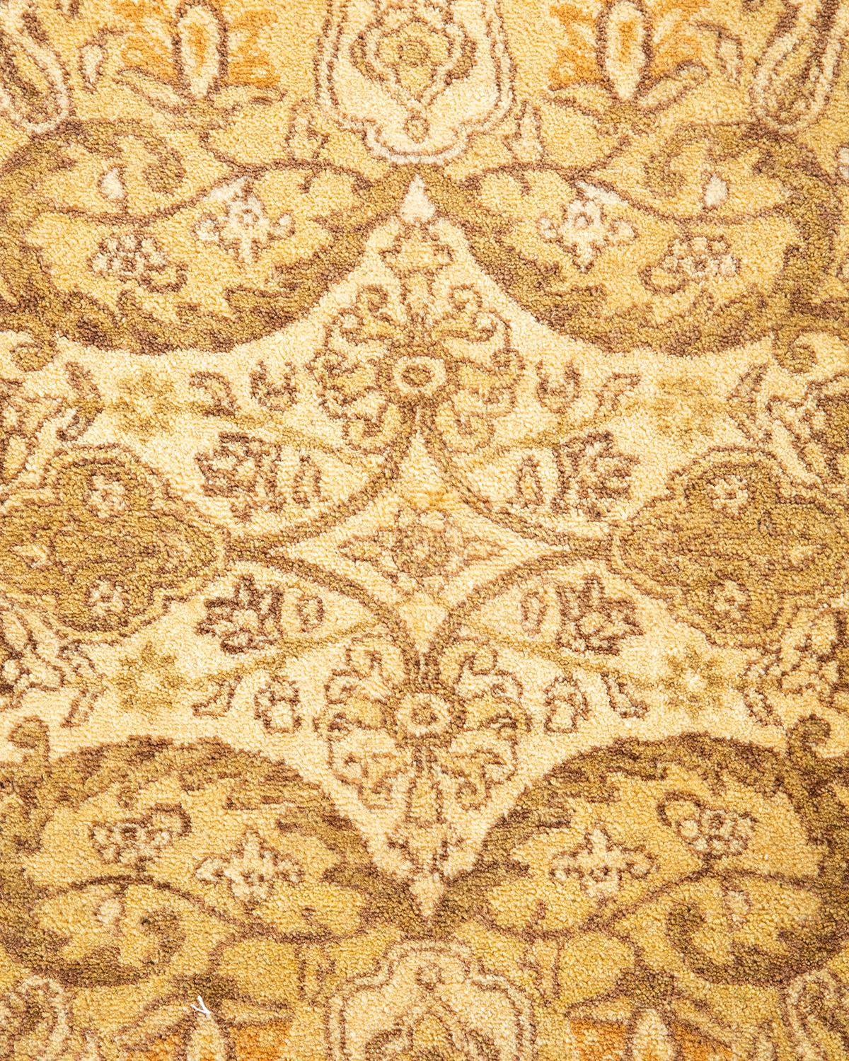 Pakistani One-of-a-kind Hand Knotted Oriental Mogul Green Area Rug For Sale