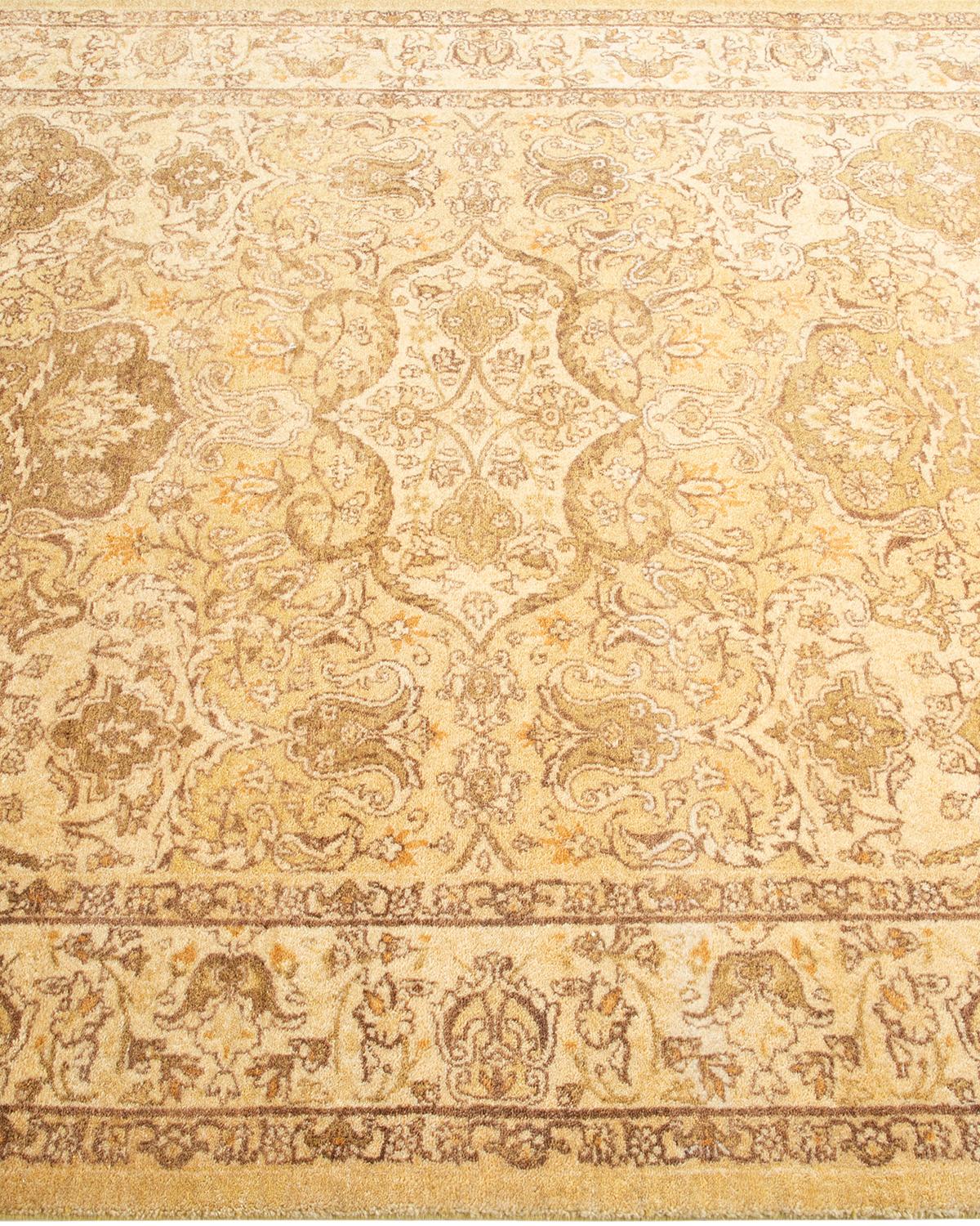 One-of-a-kind Hand Knotted Oriental Mogul Green Area Rug In New Condition For Sale In Norwalk, CT