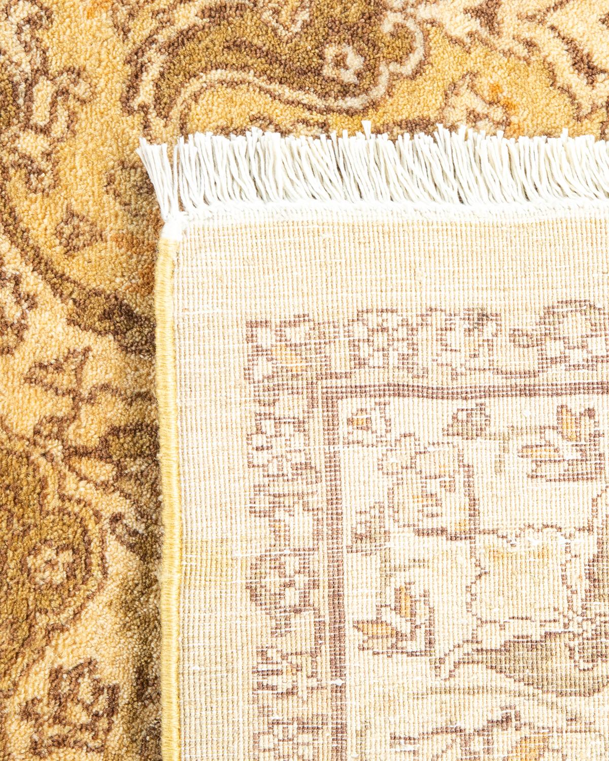 Contemporary One-of-a-kind Hand Knotted Oriental Mogul Green Area Rug For Sale