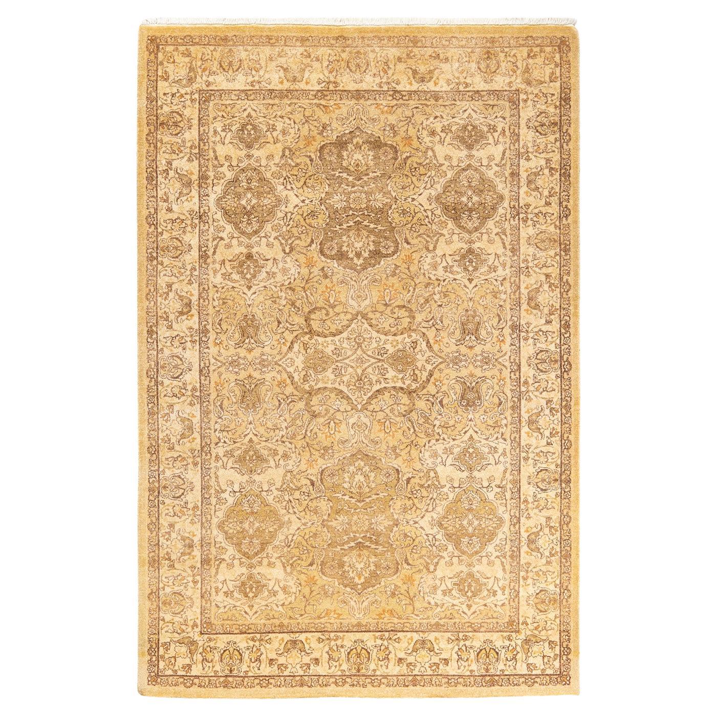 One-of-a-kind Hand Knotted Oriental Mogul Green Area Rug For Sale