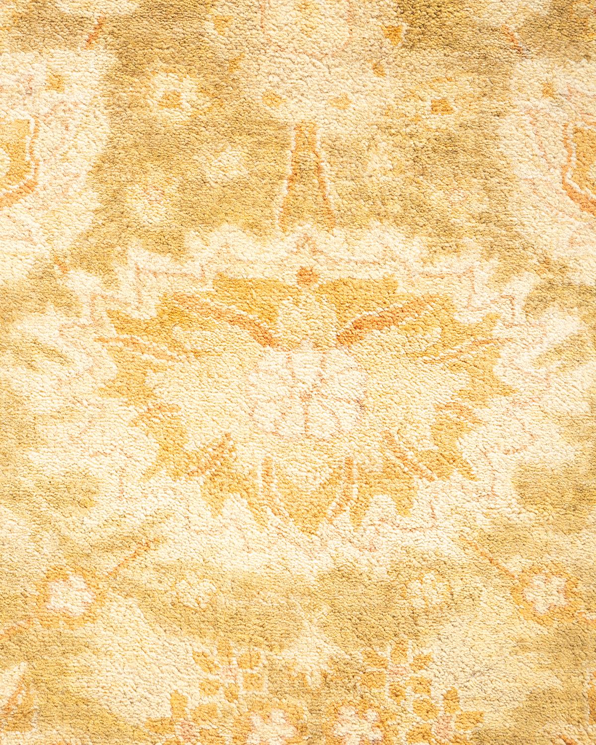 Pakistani One-of-a-kind Hand Knotted Oriental Mogul Green Area Rug