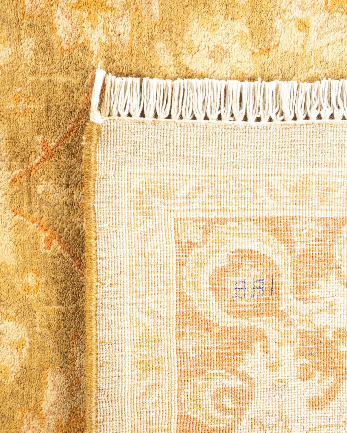 Contemporary One-of-a-kind Hand Knotted Oriental Mogul Green Area Rug