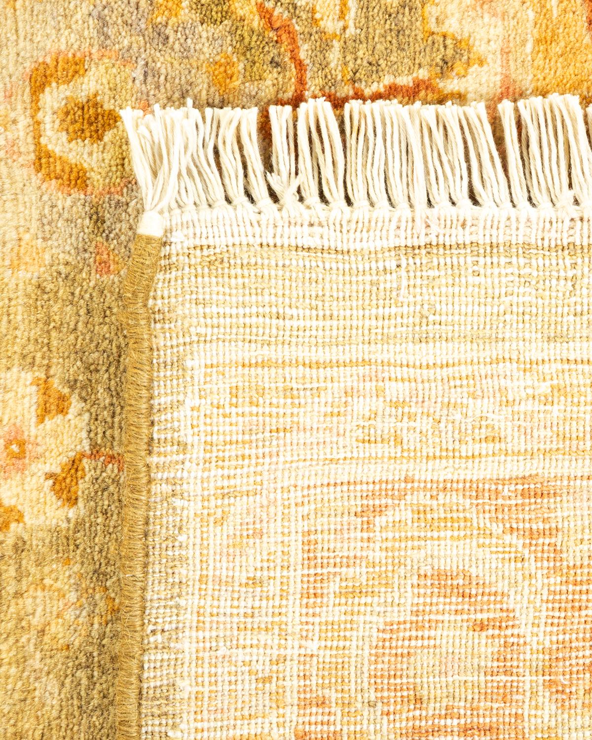 XXIe siècle et contemporain Tapis unique Oriental Mogul vert noué à la main de 4' 7