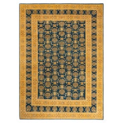 One-of-a-Kind Hand Knotted Oriental Mogul Green Area Rug