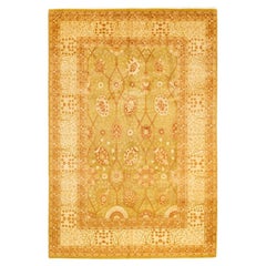One-of-a-Kind Hand Knotted Oriental Mogul Green Area Rug