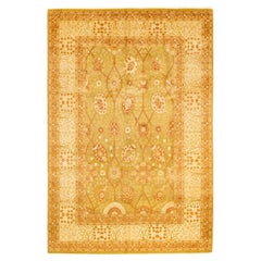 One-of-a-Kind Hand Knotted Oriental Mogul Green Area Rug