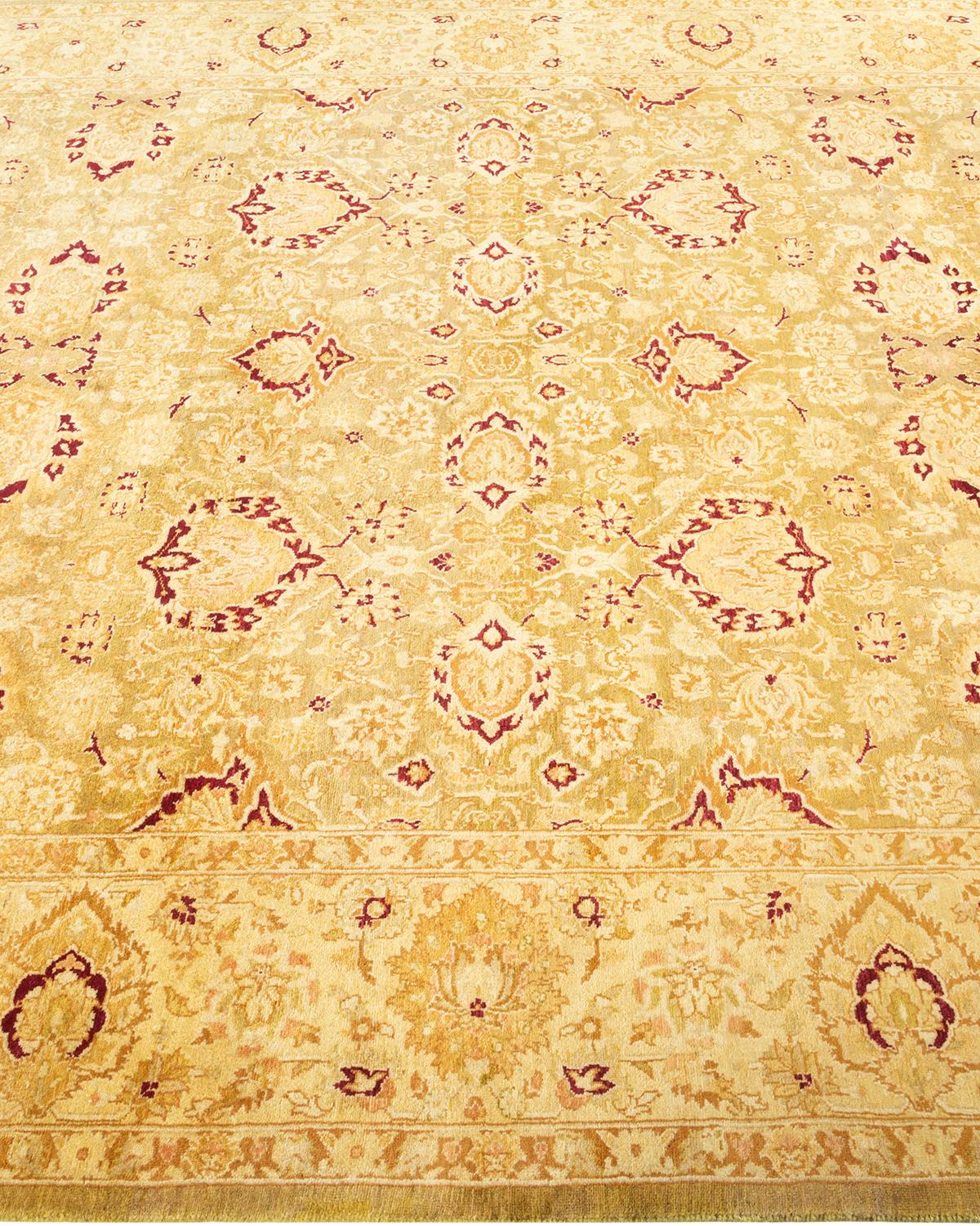 Tapis Oriental Mogul vert noué à la main, unique en son genre Neuf - En vente à Norwalk, CT