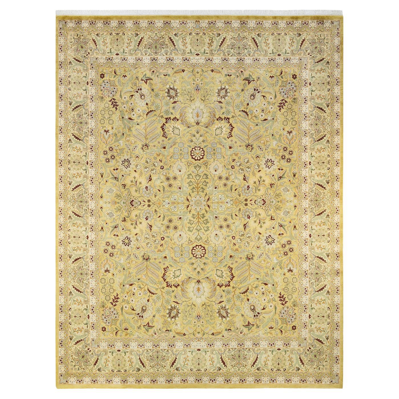 One-of-a-Kind Hand Knotted Oriental Mogul Green Area Rug 8' 1" x 10' 5" For Sale